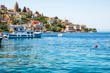 The picturesque island of Simi near Rhodes, part of the Dodecanese island chain, Greece