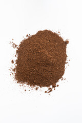 View from above. Ground coffee Background, texture