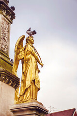 Golden Angel statue in front of the cathedral in Zagreb, Croatia