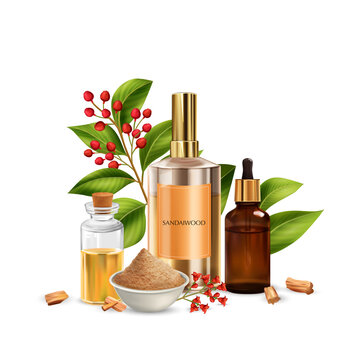 Sandalwood Products Realistic Composition