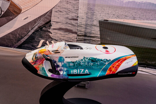 Cannes, France - 10.09.2021 : Seabob on a Annual Yacht Show Festival in french riviera. The largest luxury yacht, new technologies in the world of yachts. 