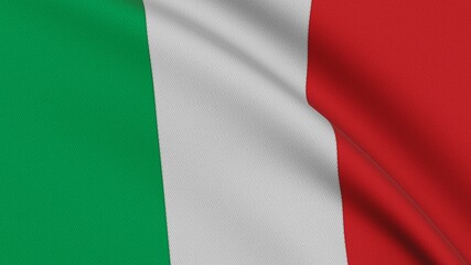 Flag of Italy. Close-up of a flag flying in the wind. 3D rendering 