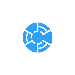 Circle Icon Vector Template, Satellite Logo Design of Galactic Network Connections, Space Concept Technology, 