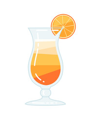 Alcoholic cocktail sex on the beach in glass with orange slice vector illustration of summer beach drink on white background