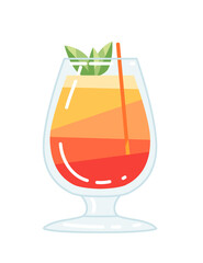 Alcoholic cocktail aperol orange in glass vector illustration of summer beach drink on white background