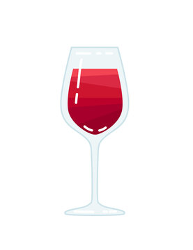 Red wine in transparent glass vector illustration on white background