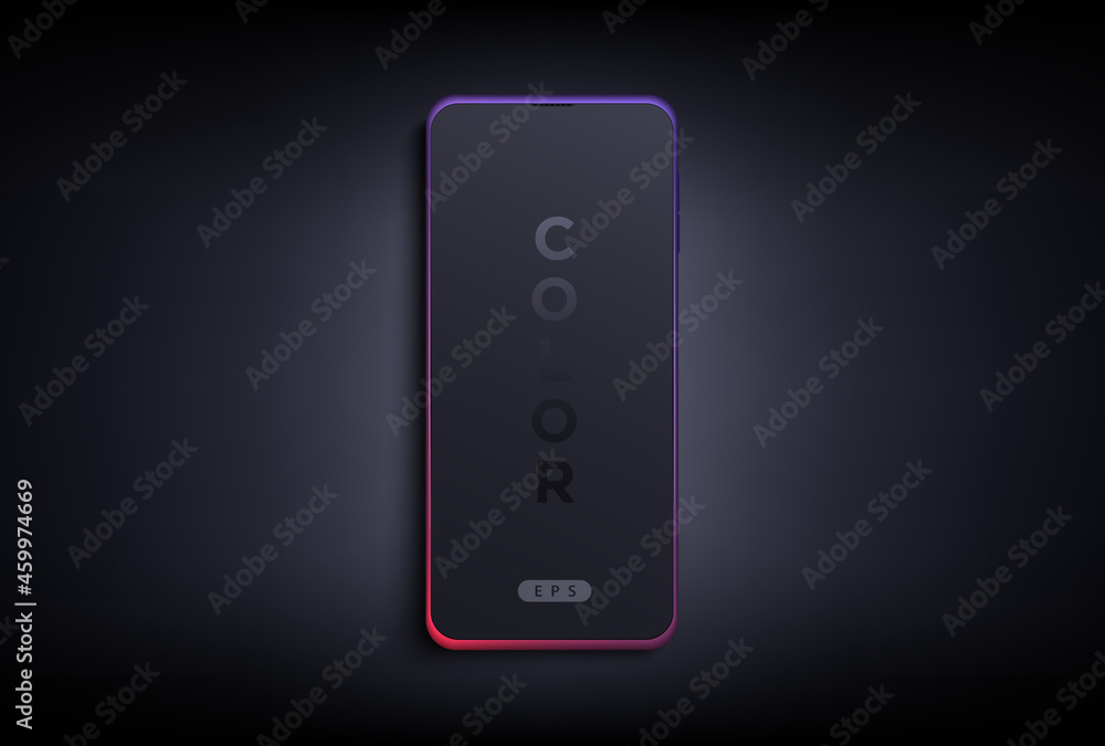 Aufkleber modern futuristic colored thin frame waterfall screen smart phone mock up with front view. curved ed