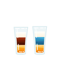Alcoholic shots in glass vector illustration of summer beach drink on white background