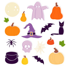 Set of isolated halloween elements.