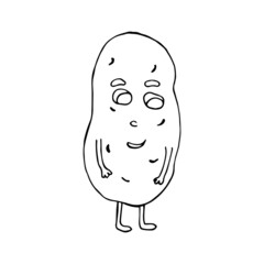 Funny cartoon character potatoes. Vegetables and fruits. Vector illustration. Isolated. Doodles. Comics. Coloring pages for children and adults.