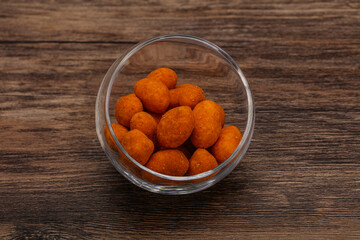 Spicy peanut heap in the bowl