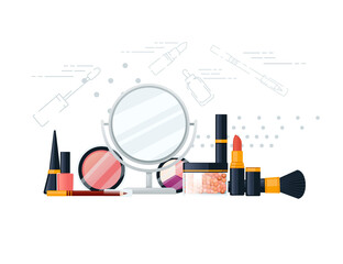 Set of cosmetic items vector illustration on white background