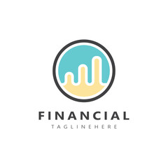 Finance Logo. Abstract Business Logo and Statistics Business Chart Bar inside Circle. Design Vector Illustration.