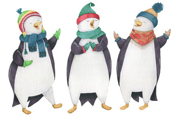 christmas trio of singing penguins
