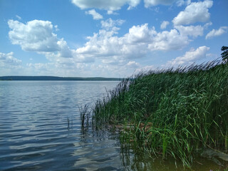 Landscape photo of the reservoir on a clear summer day