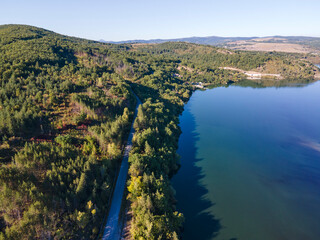 Aerial view of Pchelina Reservoir, Bulgaria