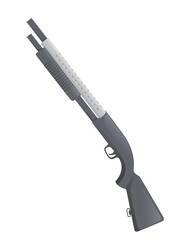 Pump action shotgun weapon police and hunting gun vector illustration on white background