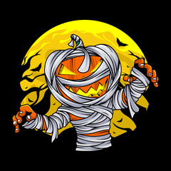 Pumpkin mummy halloween day vector design