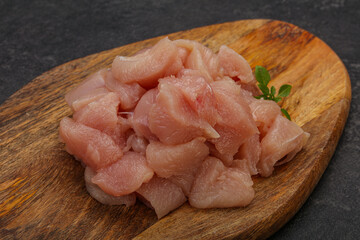 Raw diced chicken for cooking