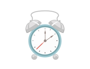 Retro style alarm clock with plastic case mechanical clock vector illustration on white background