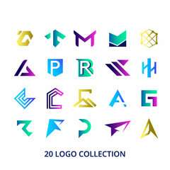 Set bundle gradient logo design collection