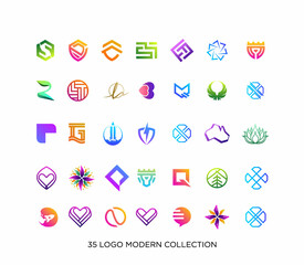 Set bundle gradient logo design collection