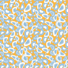 Orange Blue floating hearts seamless vector pattern 