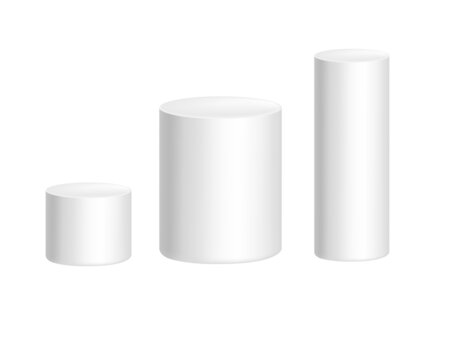 Matte white cylinder geometry figure for teaching in school vector illustration on white background