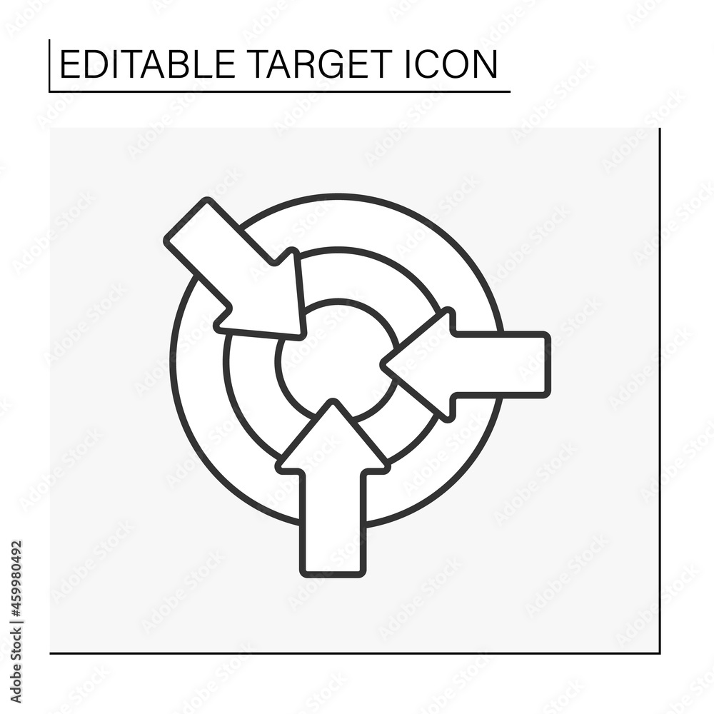 Aufkleber goal line icon. object with concentric circles for shooting practice or contests. three arrows. goal