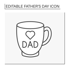 Cup line icon. Nice tea cup present for father. Gift for best dad. Father day concept. Isolated vector illustration. Editable stroke