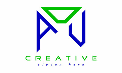 geometric monogram letters ADU logo design vector, business logo, icon shape logo, rectangle squire polygon letters modern unique minimalist creative logo design, vector template