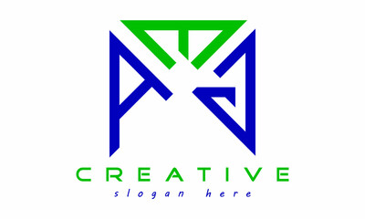 geometric monogram letters AEG logo design vector, business logo, icon shape logo, rectangle squire polygon letters modern unique minimalist creative logo design, vector template
