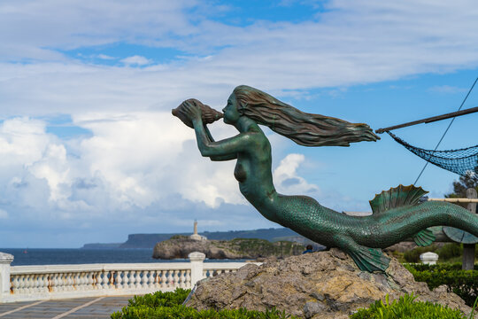 Mermaid sculpture in the city of Santander in Cantabria, Spain. 