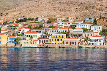 The picturesque island of Halki near Rhodes, part of the Dodecanese island chain, Greece