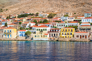The picturesque island of Halki near Rhodes, part of the Dodecanese island chain, Greece