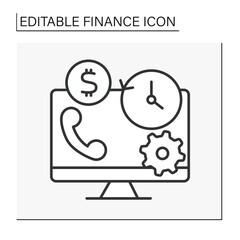 Call center line icon. Consultation. Personal and business accounting, income. Budget. Finance concept. Isolated vector illustration. Editable stroke