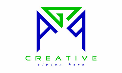 geometric monogram letters AGP logo design vector, business logo, icon shape logo, rectangle squire polygon letters modern unique minimalist creative logo design, vector template