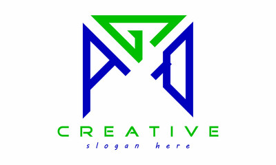 geometric monogram letters AGQ logo design vector, business logo, icon shape logo, rectangle squire polygon letters modern unique minimalist creative logo design, vector template