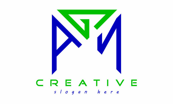 geometric monogram letters AGN logo design vector, business logo, icon shape logo, rectangle squire polygon letters modern unique minimalist creative logo design, vector template