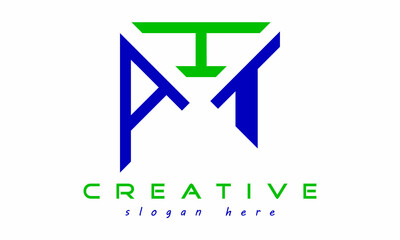 geometric monogram letters AHT logo design vector, business logo, icon shape logo, rectangle squire polygon letters modern unique minimalist creative logo design, vector template