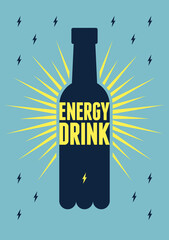 Energy Drink bottle vintage style poster. Retro vector illustration.