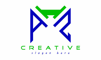 geometric monogram letters AIZ logo design vector, business logo, icon shape logo, rectangle squire polygon letters modern unique minimalist creative logo design, vector template