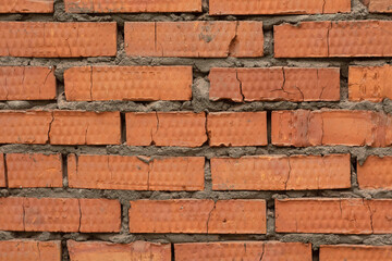 Obraz premium Red bricks texture cracked broken stones brick-wall