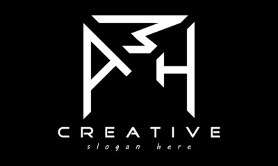 geometric monogram letters AMH logo design vector, business logo, icon shape logo, rectangle squire polygon letters modern unique minimalist creative logo design, vector template