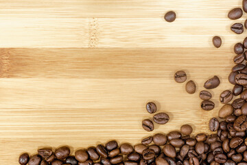 coffee beans on wooden background