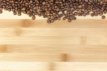 coffee beans on wooden background