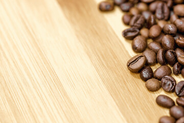 coffee beans on wooden background
