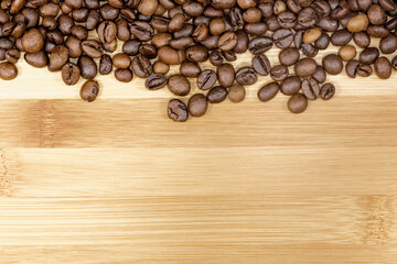 coffee beans on wooden background