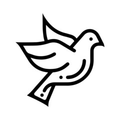 Pigeon bird flying wing icon (Black Vector illustration)