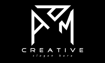 Obraz premium geometric monogram letters APM logo design vector, business logo, icon shape logo, rectangle squire polygon letters modern unique minimalist creative logo design, vector template
